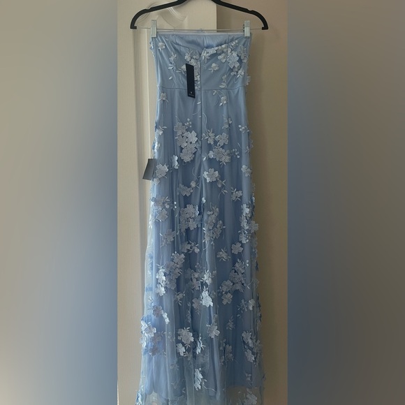 [NWT] Lulus Strapless Blue Floral Embroidered Maxi Dress - X-Small - Picture 9 of 12
